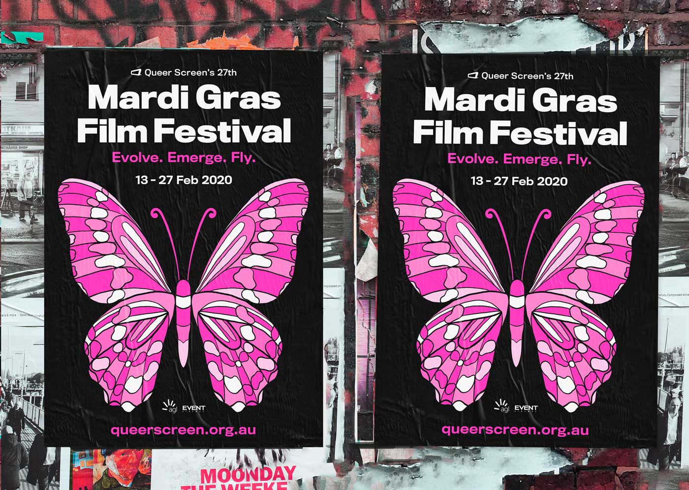 Street posters for Mardi Gras Film Festival 2020